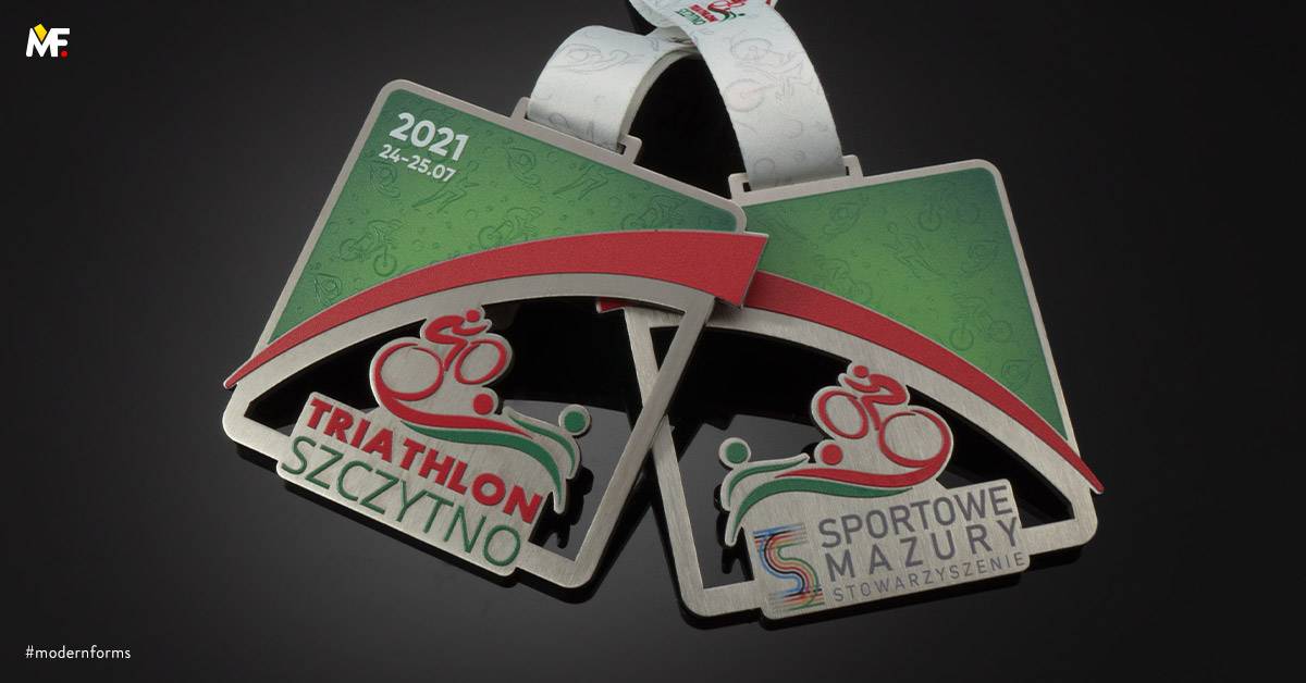 Medaillen Sport Triathlon Durchbrochen Edelstahl Multilateral Premium Silber 