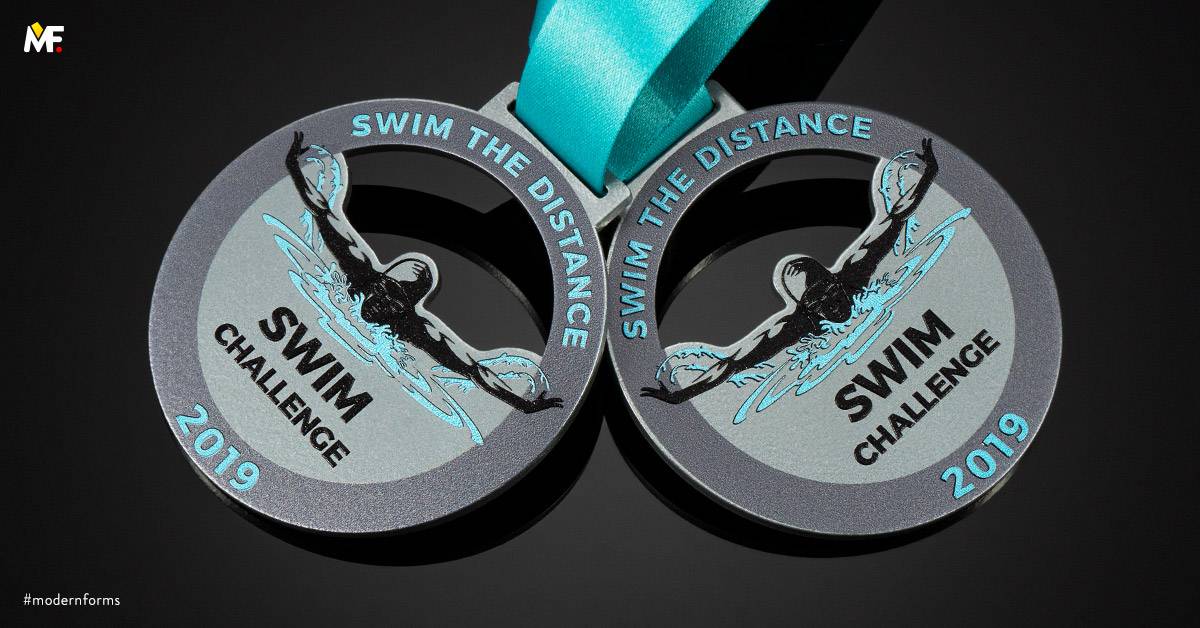 Medaillen Sport Schwimmen Durchbrochen Einseitig Premium Silber Stahl 