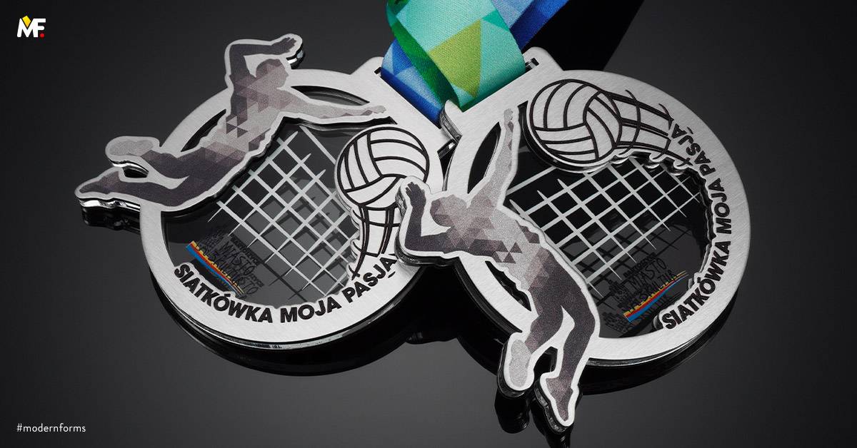 Medaillen Sport Volleyball Benutzerdefiniert Edelstahl Einseitig Exclusive Plexiglas Silber 