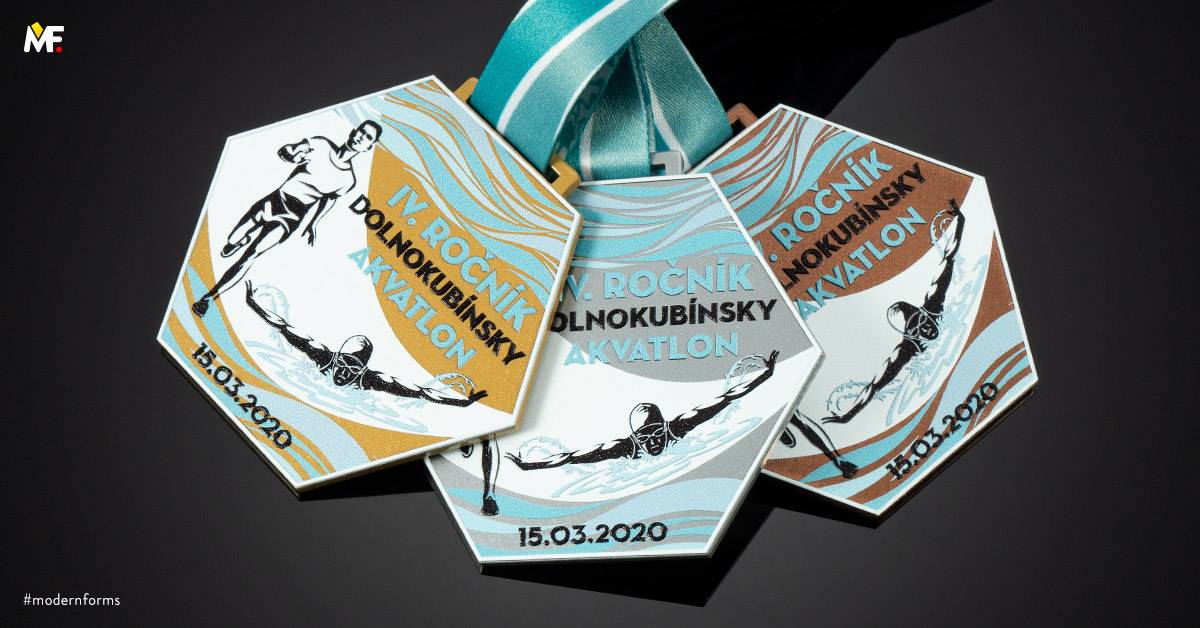 Medaillen Sport Triathlon Benutzerdefiniert Braun Einseitig Gold Premium Silber Stahl 