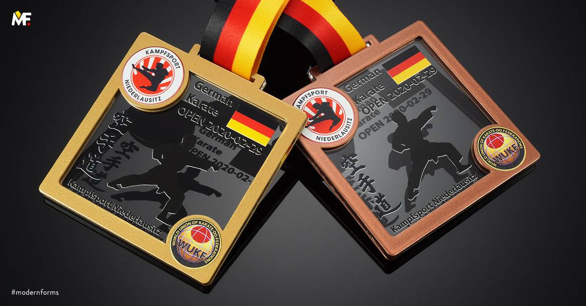 Medaillen Sport Kampfkunst Benutzerdefiniert Braun Einseitig Exclusive Gold Plexiglas Silber Stahl 