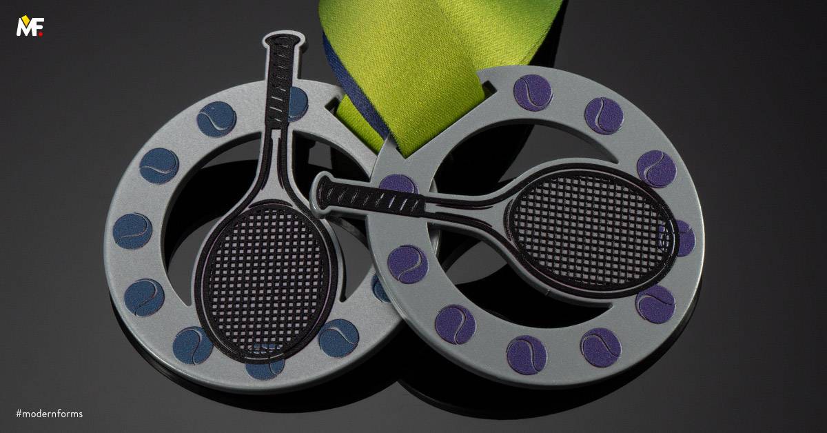 Medaillen Sport Tennis Durchbrochen Einseitig Premium Silber Stahl 