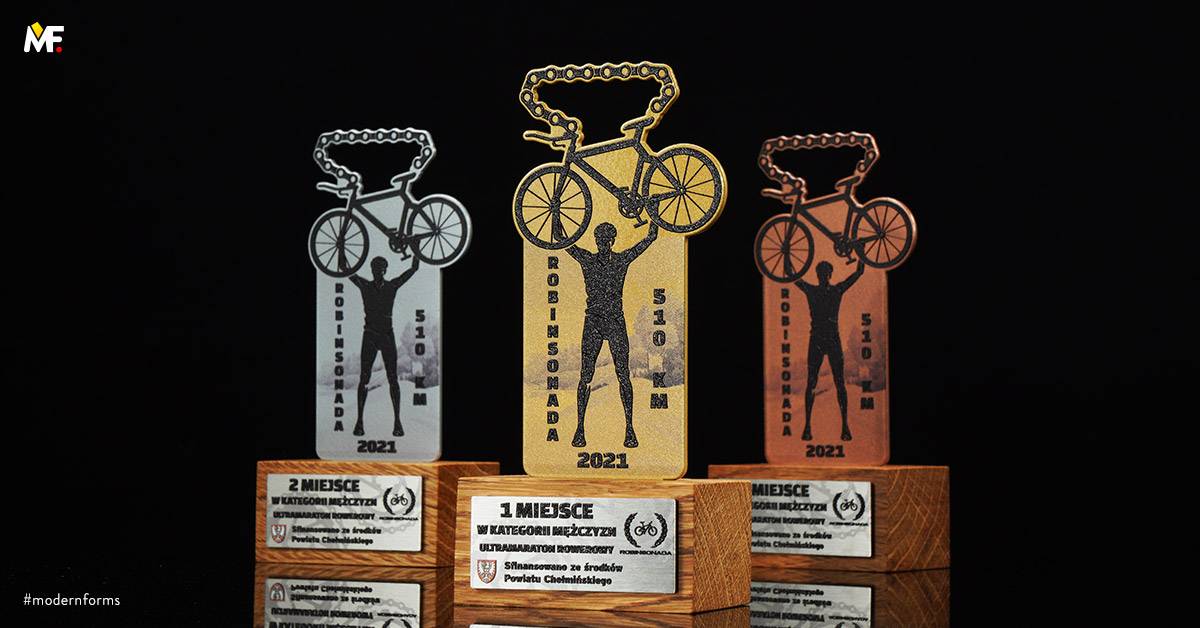 Trophäen Sport Radsport Benutzerdefiniert Braun Einseitig Gold Holz Silber Stahl Standard 