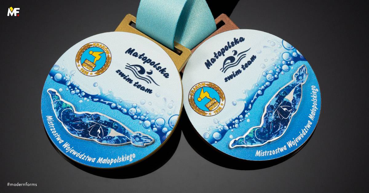 Medaillen Sport Schwimmen Braun Edelstahl Einseitig Gold Premium Stahl Standard 