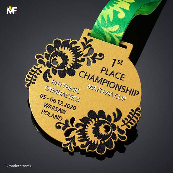 Medale Sportowe Gimnastyka Ażurowany Biały Jednostronny Premium Srebrny Stal Złoty 