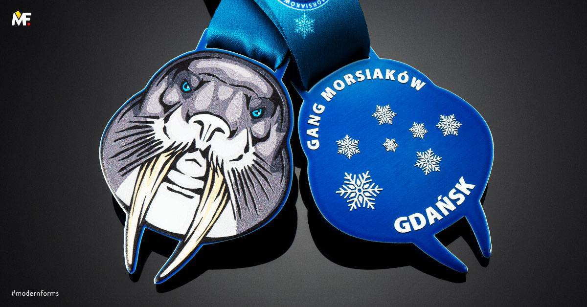 Medaillen Sport Wintersport Benutzerdefiniert Blau Edelstahl Multilateral Premium 