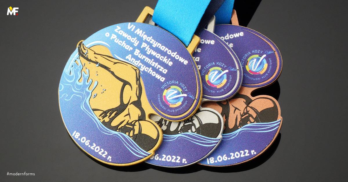 Medaillen Sport Schwimmen Braun Gold Silber Stahl Standard 