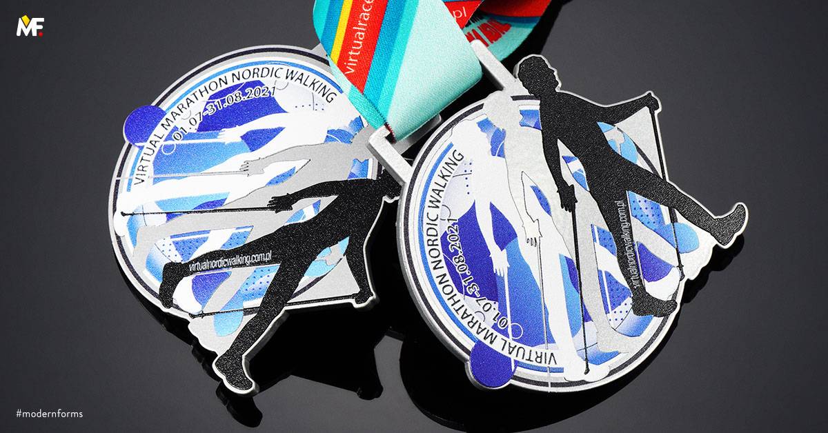 Medaillen Sport Nordic walking Benutzerdefiniert Einseitig Premium Silber Stahl 