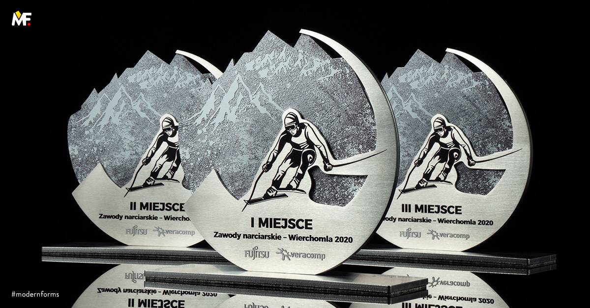 Trophäen Sport Wintersport Benutzerdefiniert Edelstahl Einseitig Premium Silber 