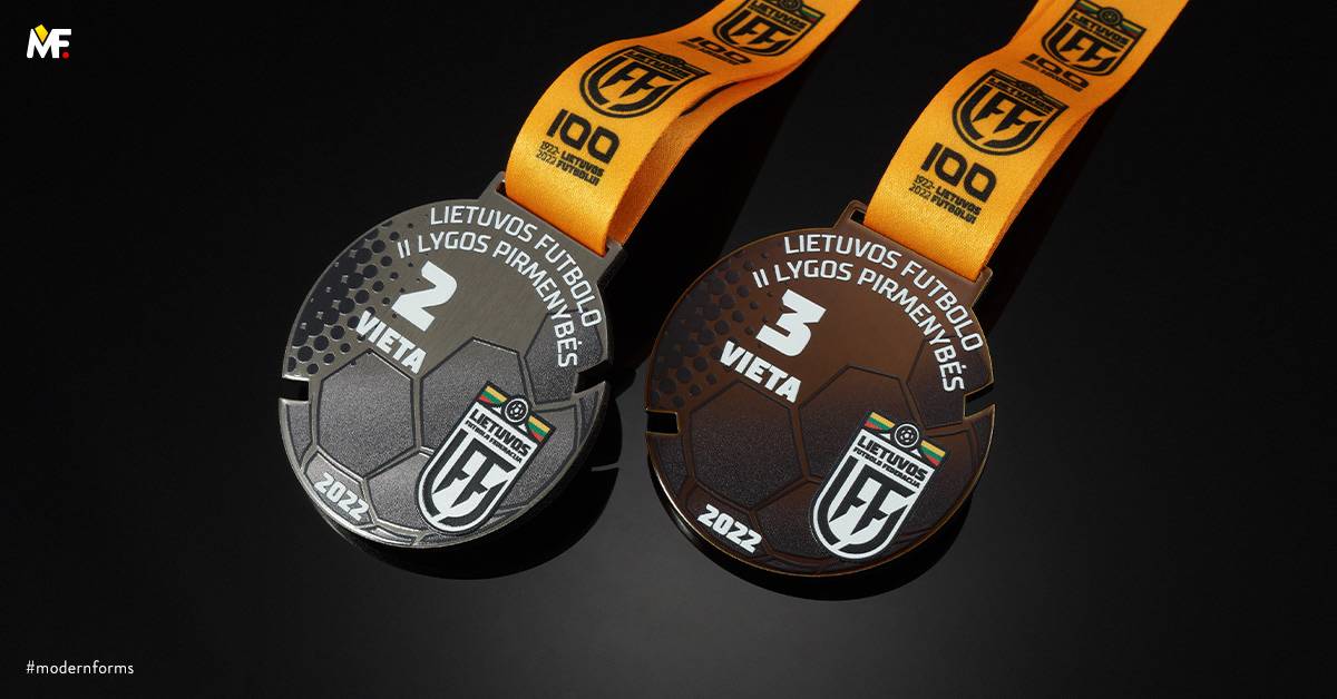 Medaillen Sport Fußball Braun Edelstahl Gold Premium 