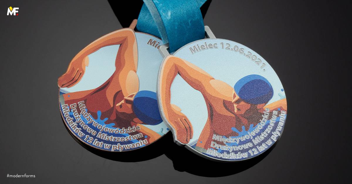 Medaillen Sport Schwimmen Benutzerdefiniert Braun Einseitig Premium Silber Stahl 