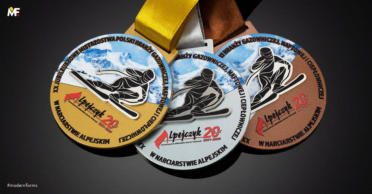 Medaillen Sport Wintersport Edelstahl Einseitig Gold Premium Stahl Standard 
