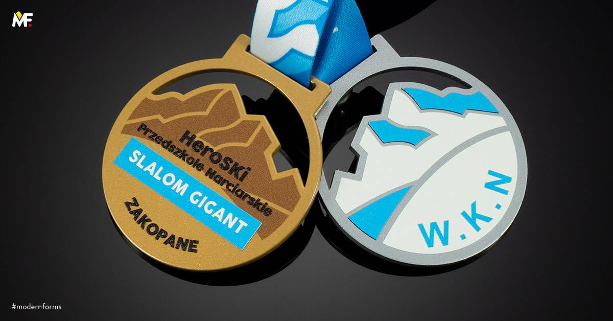 Medaillen Sport Wintersport Durchbrochen Einseitig Gold Premium Silber Stahl 