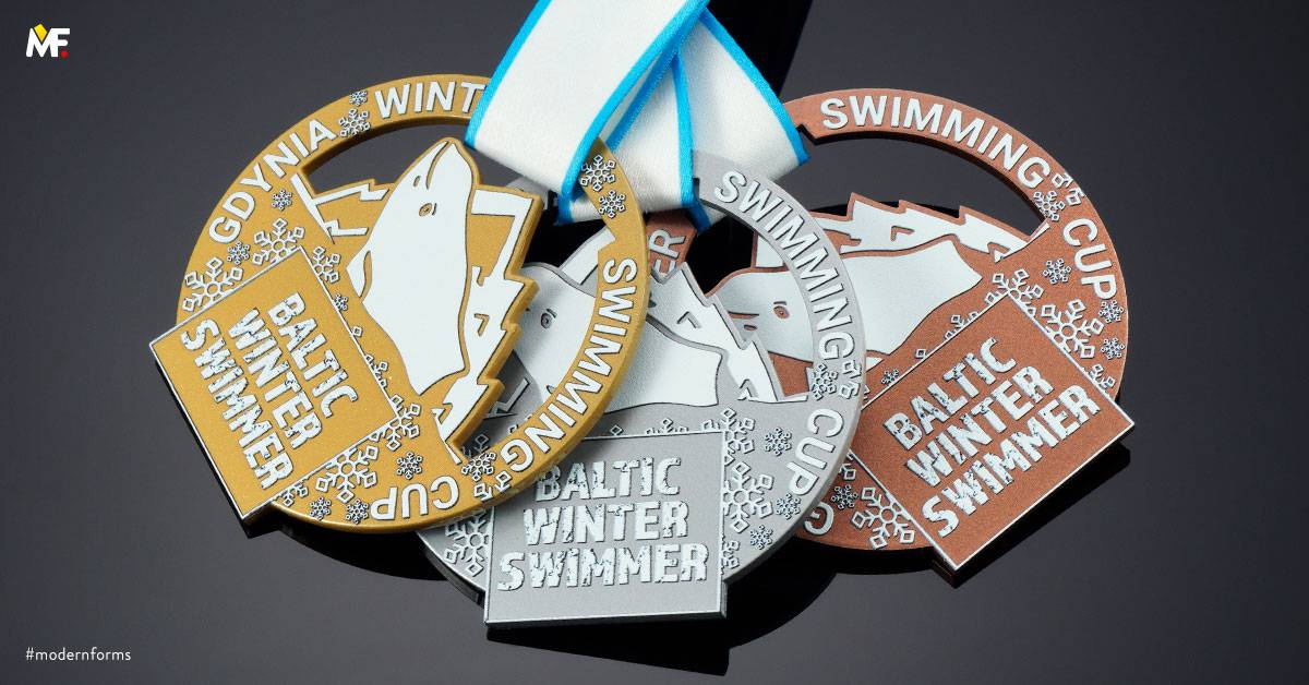 Medaillen Sport Schwimmen Braun Durchbrochen Gold Multilateral Premium Silber Stahl 